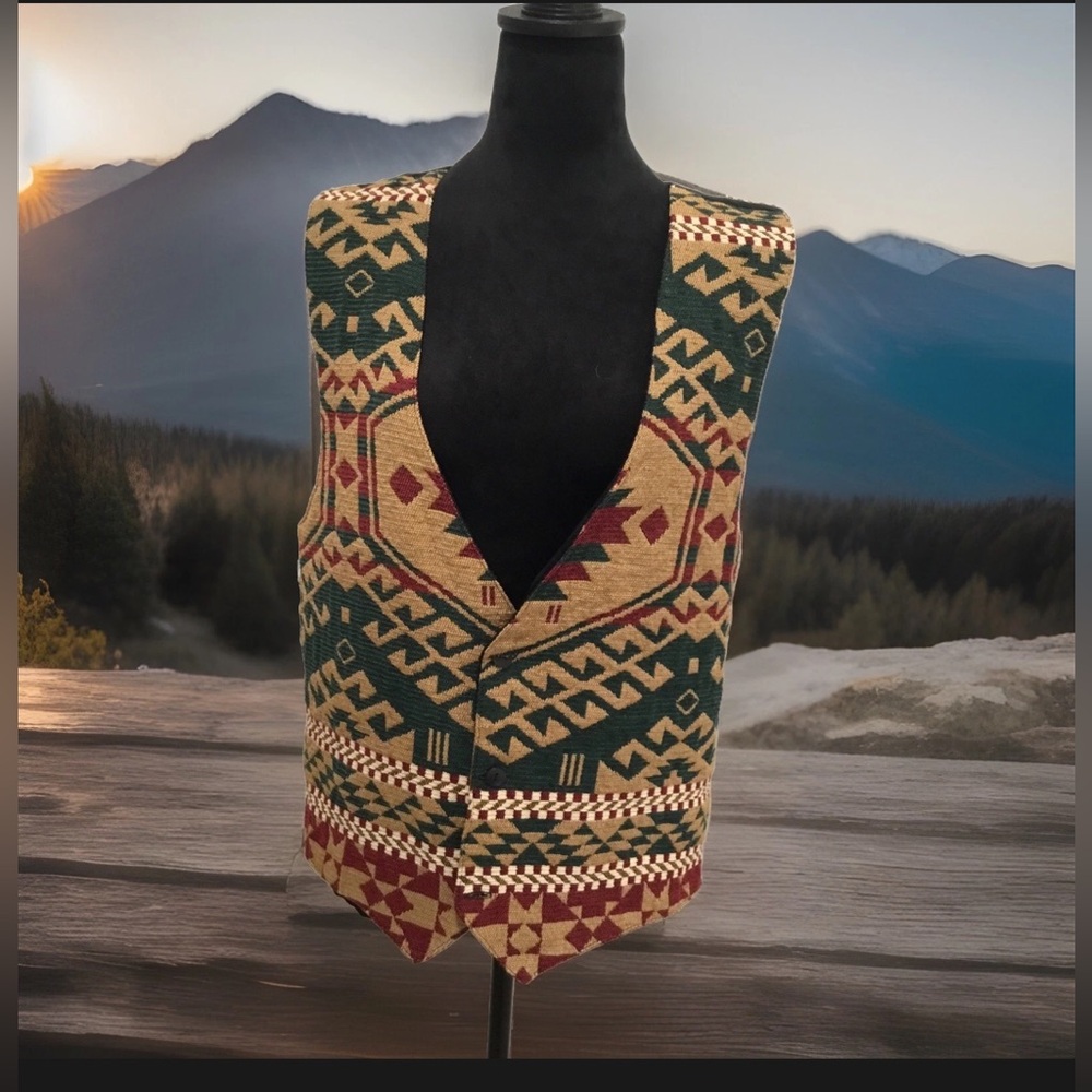 Attitudes Aztec/western  tapestry vest large